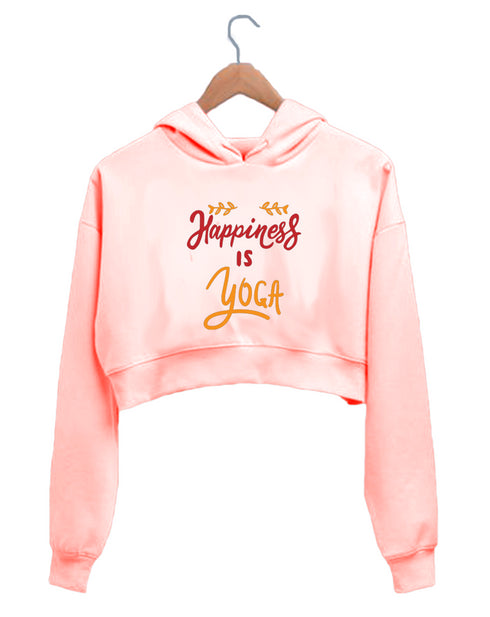 Quirkipedia HAPPINESS IS YOGA YOGA Fitness, Positivity, Mindfulness Womens Crop Hoodies